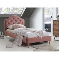 Кровать Signal CHLOE VELVET BLUVEL 52 (античный розовый/дуб) 90/200